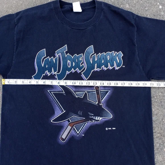 VINTAGE 90s SAN JOSE SHARKS SINGLE STITCH T-SHIRT SIZE LARGE - Picture 5 of 11